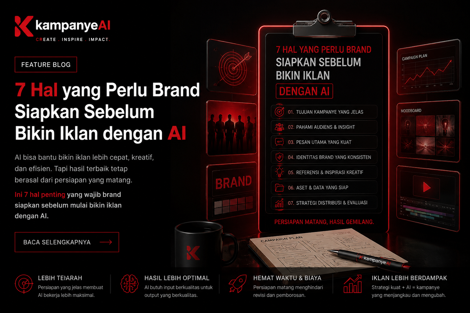 Papan gabus kosong di dinding plester hangat, disorot satu lampu dari samping, hanya menyisakan lubang-lubang pin bekas.