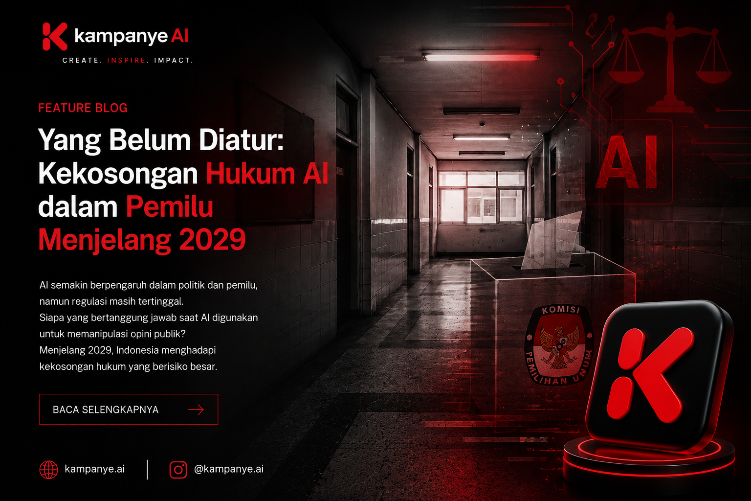 Koridor kantor pemerintahan yang lengang dengan dinding hijau muda dan lantai teraso, papan pengumuman kosong di dinding.